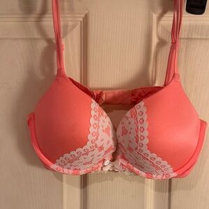 Elegant Coral Lace Women's Bra